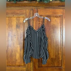 Sophie Rue Black and White Striped Cold Shoulder Blouse